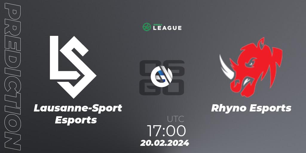 Lausanne-Sport Esports - Rhyno Esports: ennuste. 20.02.2024 at 17:00, Counter-Strike (CS2), ESEA Season 48: Advanced Division - Europe
