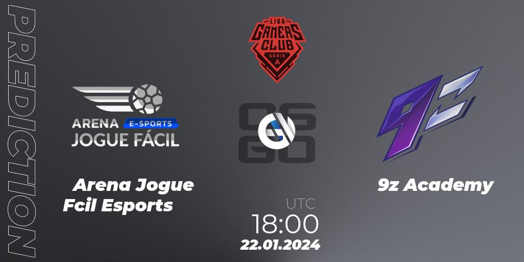 Arena Jogue Fácil Esports - 9z Academy: ennuste. 26.01.24, CS2 (CS:GO), Gamers Club Liga Série A: January 2024