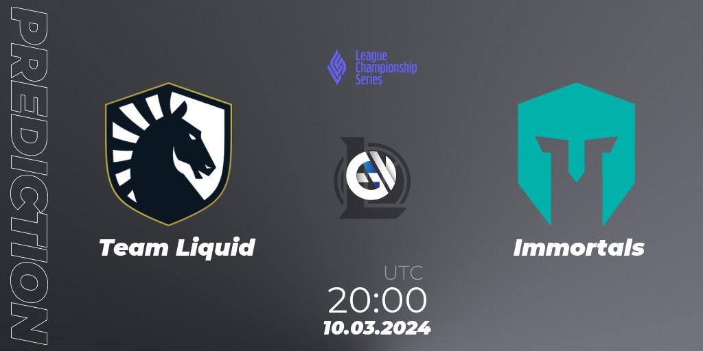 Team Liquid - Immortals: ennuste. 10.03.24, LoL, LCS Spring 2024 - Group Stage