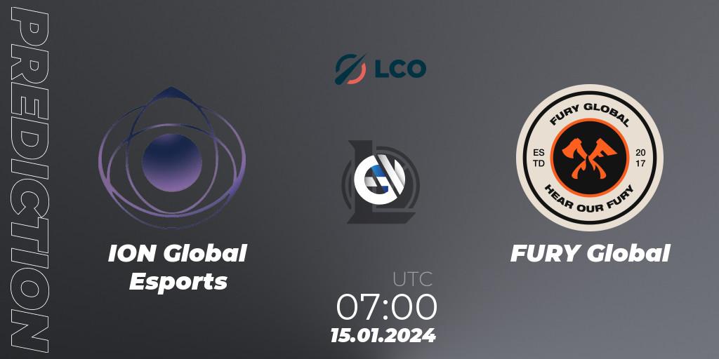 ION Global Esports - FURY Global: ennuste. 15.01.2024 at 07:00, LoL, LCO Split 1 2024 - Group Stage