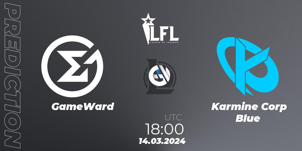 GameWard - Karmine Corp Blue: ennuste. 14.03.2024 at 18:00, LoL, LFL Spring 2024