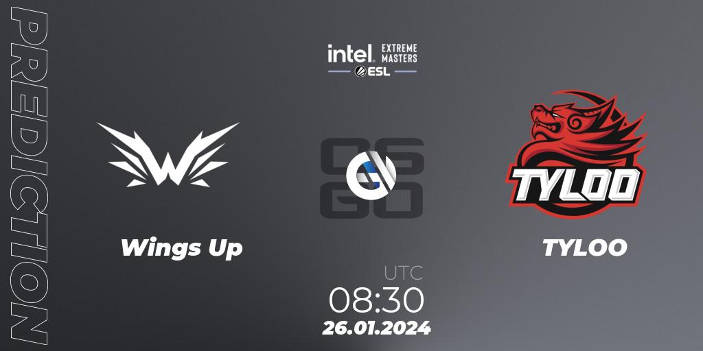 Wings Up - TYLOO: ennuste. 26.01.24, CS2 (CS:GO), Intel Extreme Masters China 2024: Asian Closed Qualifier