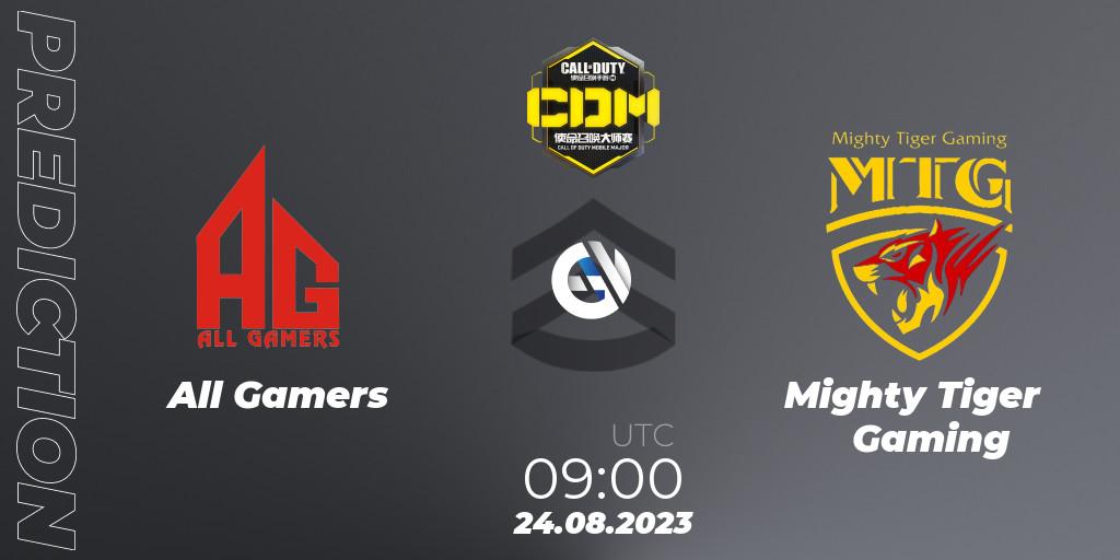All Gamers - Mighty Tiger Gaming: ennuste. 24.08.2023 at 09:00, Call of Duty, China Masters 2023 S6 - Stage 2
