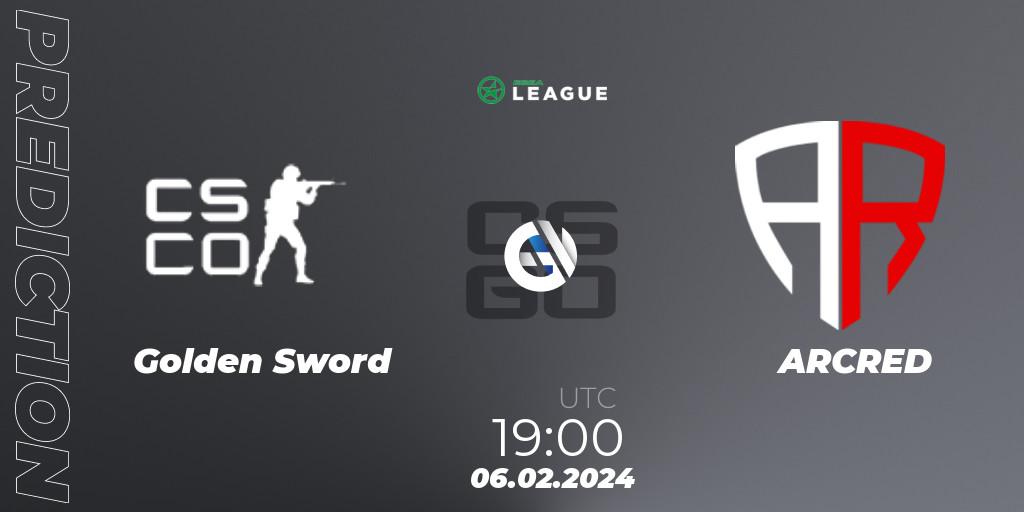 Golden Sword - ARCRED: ennuste. 16.02.2024 at 19:00, Counter-Strike (CS2), ESEA Season 48: Advanced Division - Europe