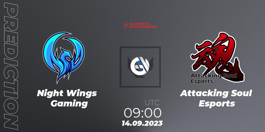 Night Wings Gaming - Attacking Soul Esports: ennuste. 14.09.2023 at 09:00, VALORANT, VALORANT China Evolution Series Act 1: Variation - Play-In