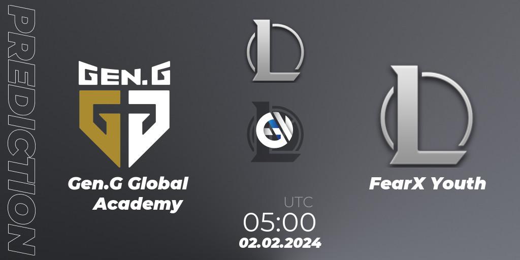 Gen.G Global Academy - FearX Youth: ennuste. 02.02.2024 at 05:00, LoL, LCK Challengers League 2024 Spring - Group Stage