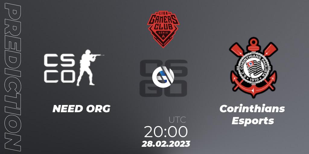 NEED ORG - Corinthians Esports: ennuste. 28.02.2023 at 20:00, Counter-Strike (CS2), Gamers Club Liga Série A: February 2023
