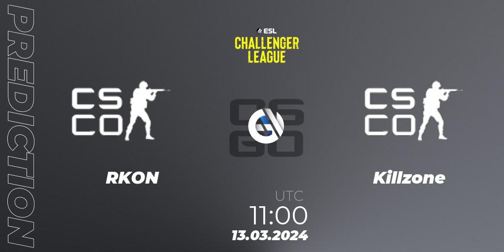 RKON - Killzone: ennuste. 13.03.2024 at 11:00, Counter-Strike (CS2), ESL Challenger League Season 47: Oceania