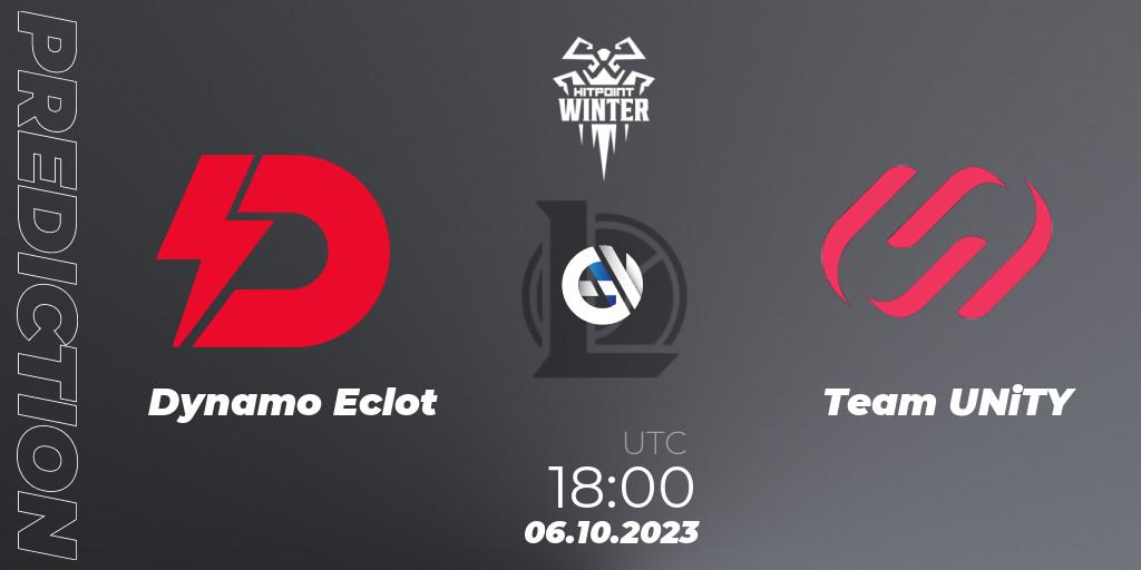 Dynamo Eclot - Team UNiTY: ennuste. 06.10.2023 at 18:00, LoL, Hitpoint Masters Winter 2023 - Playoffs