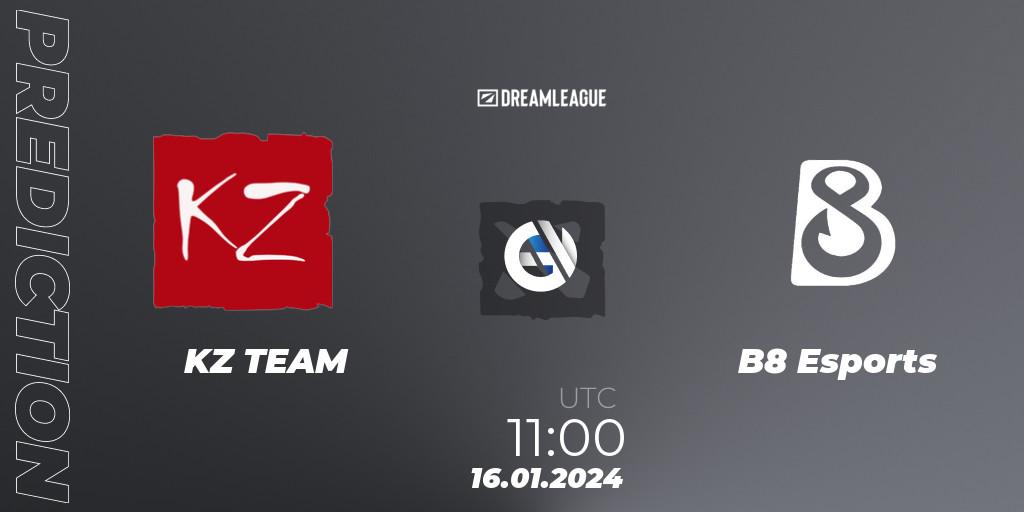 KZ TEAM - B8 Esports: ennuste. 16.01.2024 at 11:02, Dota 2, DreamLeague Season 22: Western Europe Closed Qualifier