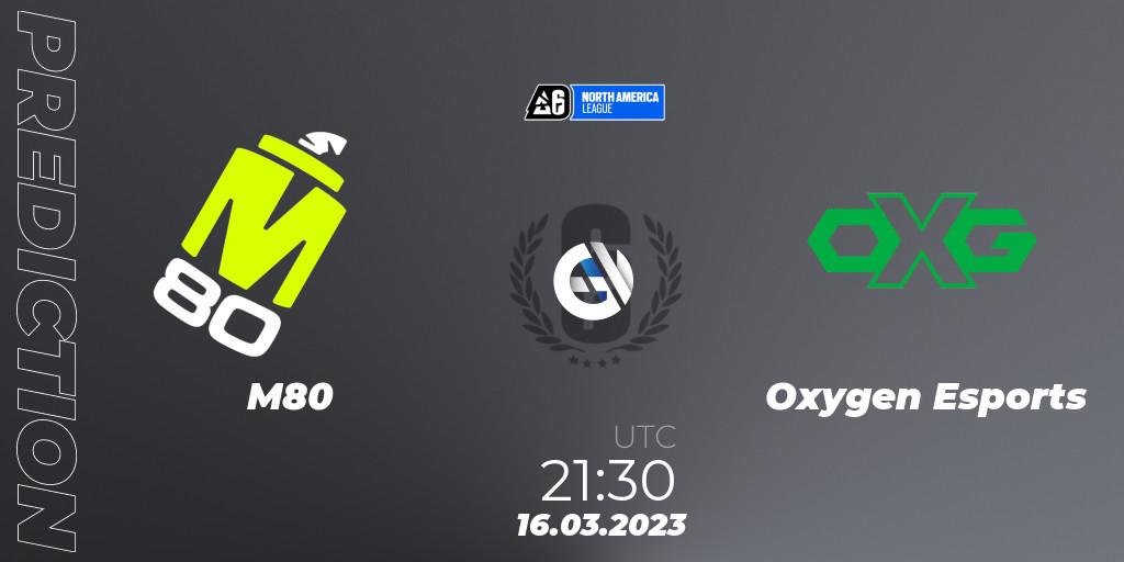 M80 - Oxygen Esports: ennuste. 16.03.2023 at 21:30, Rainbow Six, North America League 2023 - Stage 1
