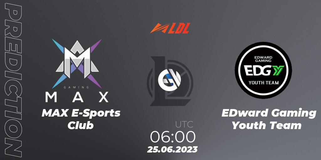 MAX E-Sports Club - EDward Gaming Youth Team: ennuste. 25.06.2023 at 06:00, LoL, LDL 2023 - Regular Season - Stage 3