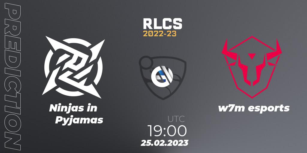 Ninjas in Pyjamas - w7m esports: ennuste. 25.02.2023 at 19:00, Rocket League, RLCS 2022-23 - Winter: South America Regional 3 - Winter Invitational