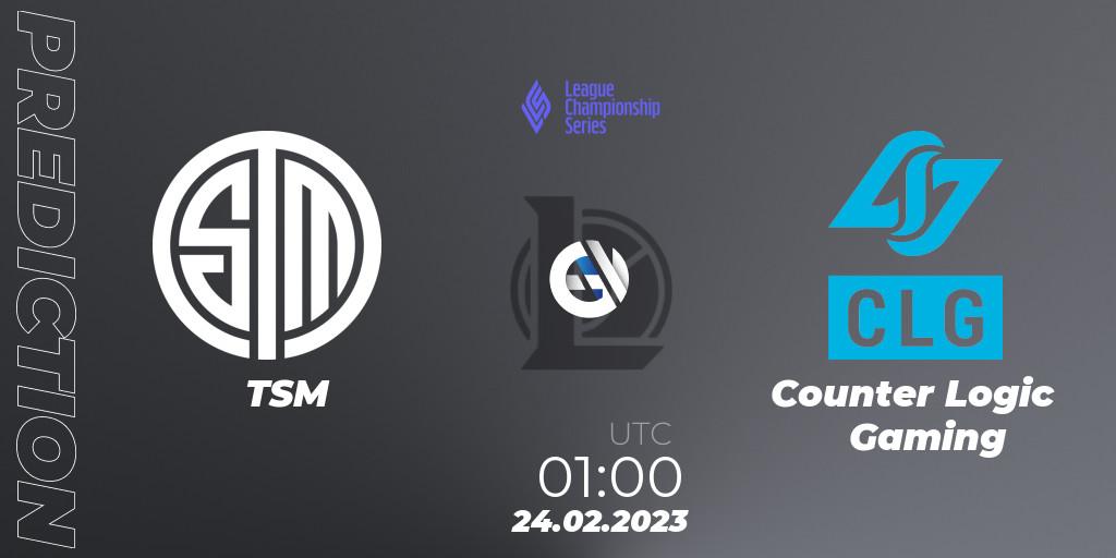 TSM - Counter Logic Gaming: ennuste. 24.02.2023 at 01:00, LoL, LCS Spring 2023 - Group Stage