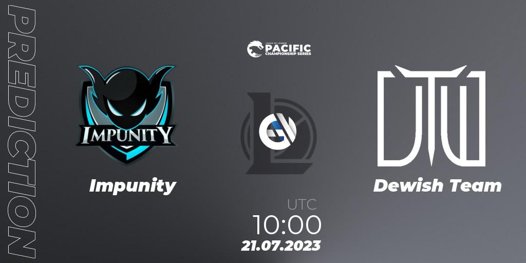 Impunity - Dewish Team: ennuste. 21.07.2023 at 10:00, LoL, PACIFIC Championship series Group Stage