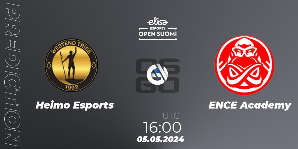 Heimo Esports - ENCE Academy: ennuste. 05.05.2024 at 16:00, Counter-Strike (CS2), Elisa Open Suomi Season 6