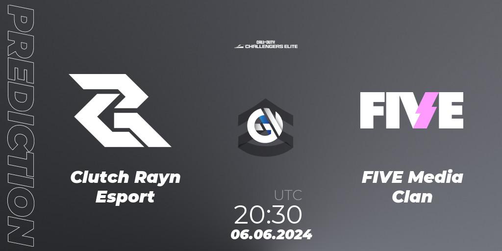 Clutch Rayn Esport - FIVE Media Clan: ennuste. 06.06.2024 at 20:30, Call of Duty, Call of Duty Challengers 2024 - Elite 3: EU