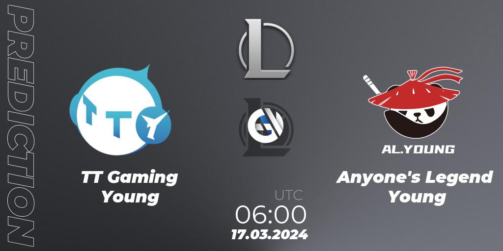 TT Gaming Young - Anyone's Legend Young: ennuste. 17.03.2024 at 06:00, LoL, LDL 2024 - Stage 1