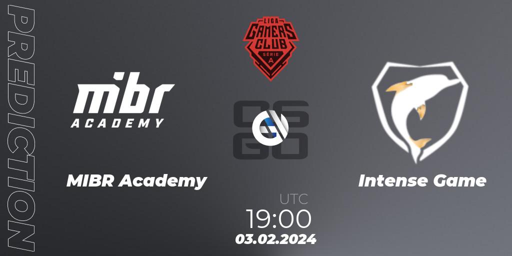 MIBR Academy - Intense Game: ennuste. 03.02.2024 at 19:00, Counter-Strike (CS2), Gamers Club Liga Série A: January 2024