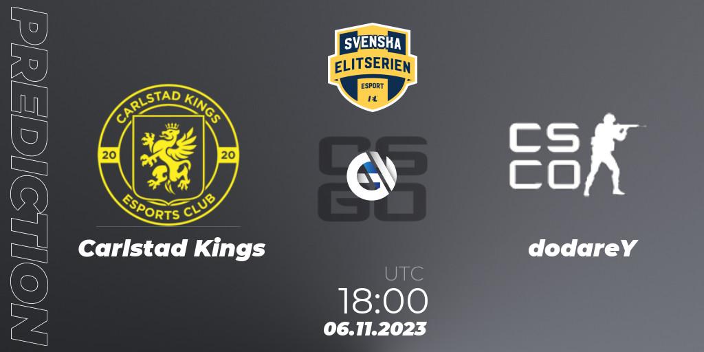 Carlstad Kings - dodareY: ennuste. 06.11.2023 at 18:00, Counter-Strike (CS2), Svenska Elitserien Fall 2023: Online Stage
