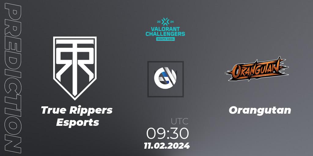 True Rippers Esports - Orangutan: ennuste. 11.02.2024 at 09:30, VALORANT, VALORANT Challengers 2024: South Asia Split 1 - Cup 1