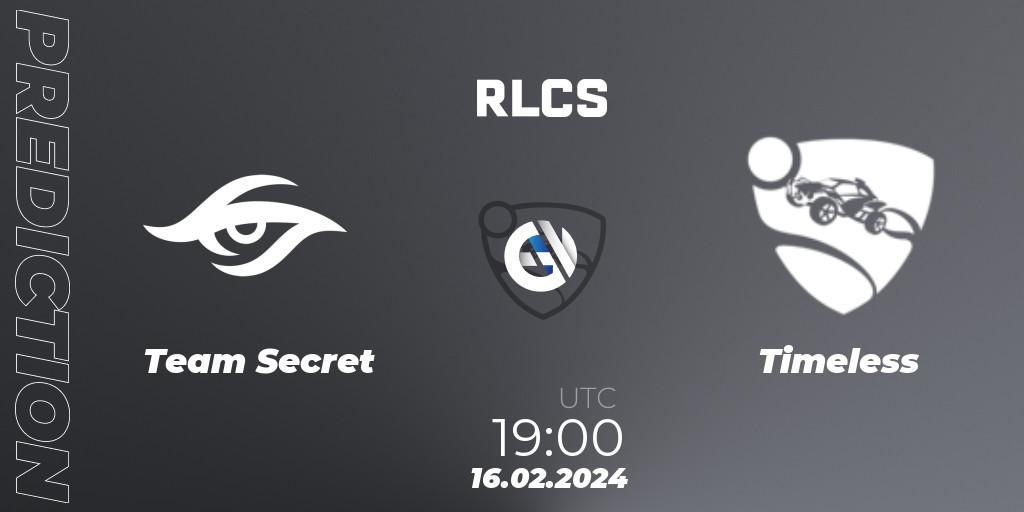 Team Secret - Timeless: ennuste. 16.02.24, Rocket League, RLCS 2024 - Major 1: SAM Open Qualifier 2