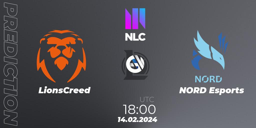 LionsCreed - NORD Esports: ennuste. 14.02.2024 at 18:00, LoL, NLC 1st Division Spring 2024
