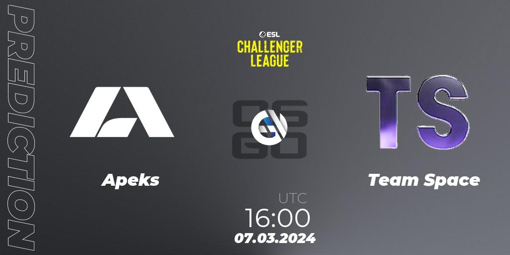 Apeks - Team Space: ennuste. 07.03.24, CS2 (CS:GO), ESL Challenger League Season 47: Europe