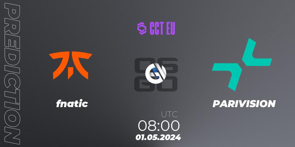 fnatic - PARIVISION: ennuste. 01.05.2024 at 08:00, Counter-Strike (CS2), CCT Season 2 Europe Series 1