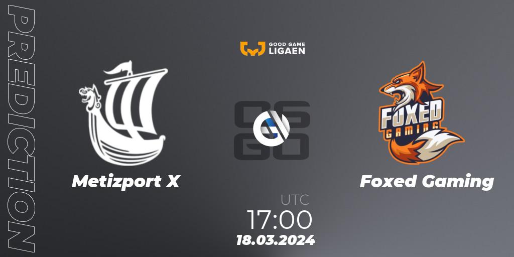 Metizport X - Foxed Gaming: ennuste. 18.03.2024 at 17:00, Counter-Strike (CS2), Good Game-ligaen Spring 2024
