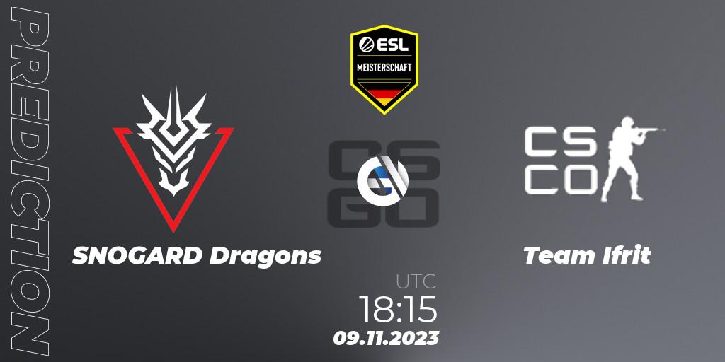 SNOGARD Dragons - Team Ifrit: ennuste. 09.11.2023 at 18:15, Counter-Strike (CS2), ESL Meisterschaft: Autumn 2023