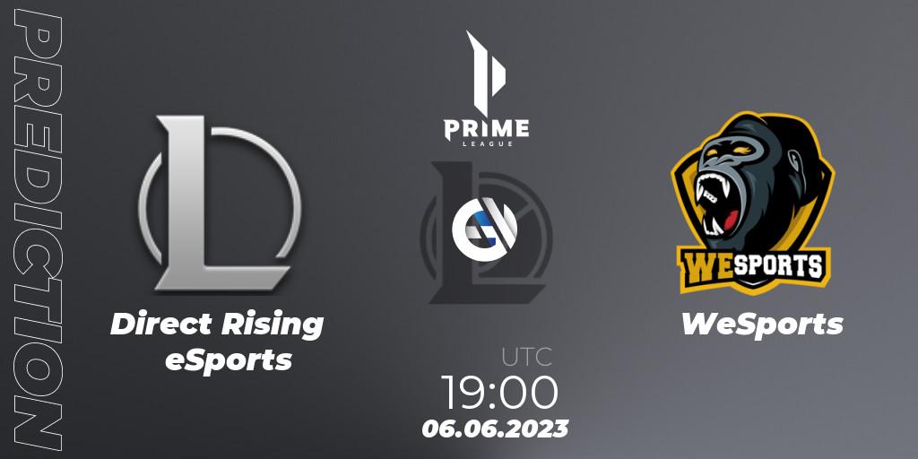 Direct Rising eSports - WeSports: ennuste. 06.06.2023 at 19:00, LoL, Prime League 2nd Division Summer 2023