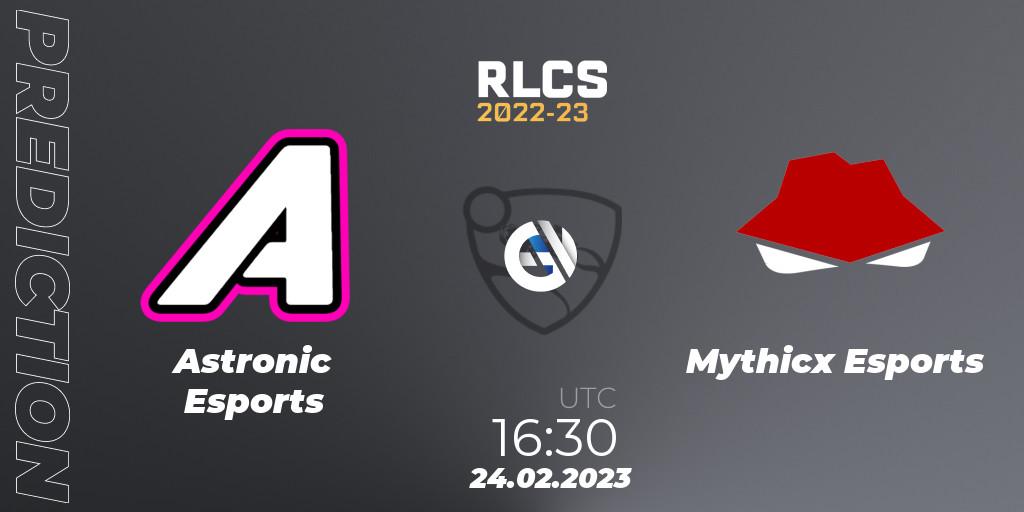 Astronic Esports - Mythicx Esports: ennuste. 24.02.2023 at 16:30, Rocket League, RLCS 2022-23 - Winter: Sub-Saharan Africa Regional 3 - Winter Invitational