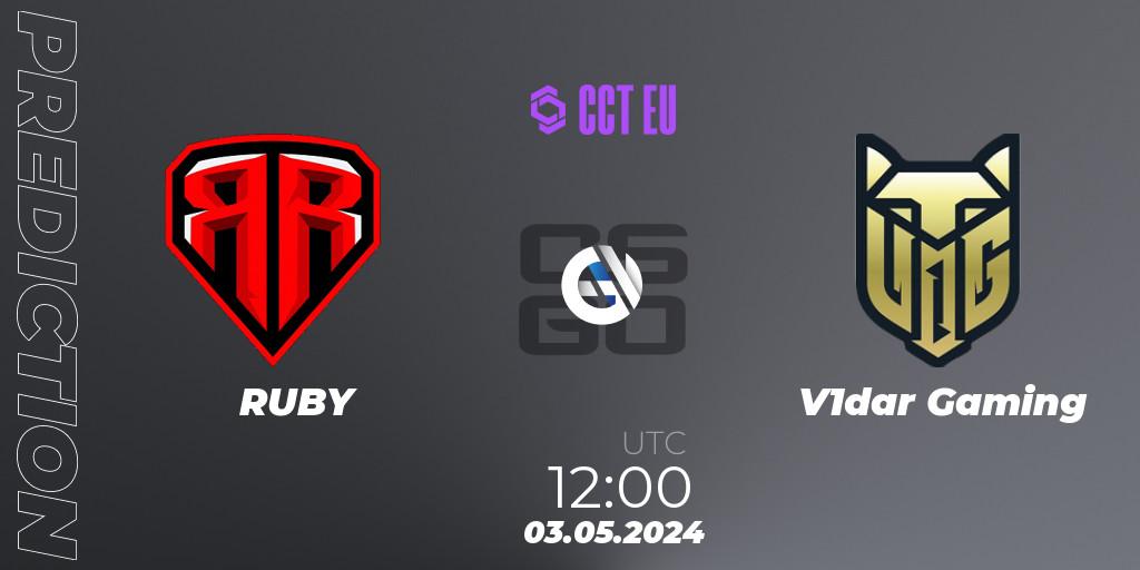 RUBY - V1dar Gaming: ennuste. 03.05.2024 at 12:20, Counter-Strike (CS2), CCT Season 2 Europe Series 2 