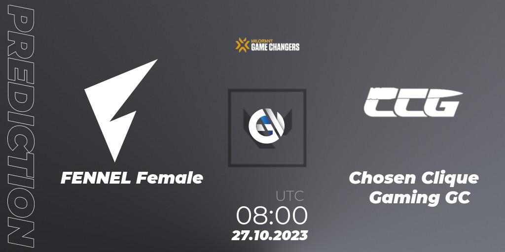 FENNEL Female - Chosen Clique Gaming GC: ennuste. 27.10.2023 at 09:00, VALORANT, VCT 2023: Game Changers East Asia