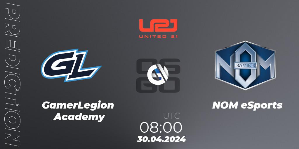 GamerLegion Academy - NOM eSports: ennuste. 30.04.2024 at 08:00, Counter-Strike (CS2), United21 Season 15