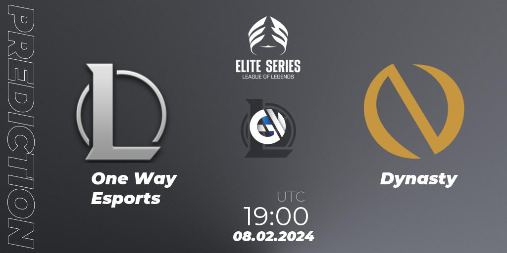 One Way Esports - Dynasty: ennuste. 08.02.2024 at 19:00, LoL, Elite Series Spring 2024