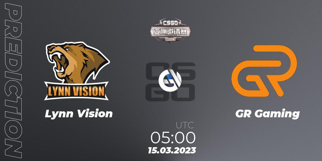 Lynn Vision - GR Gaming: ennuste. 15.03.2023 at 05:00, Counter-Strike (CS2), Baidu Cup Invitational #2
