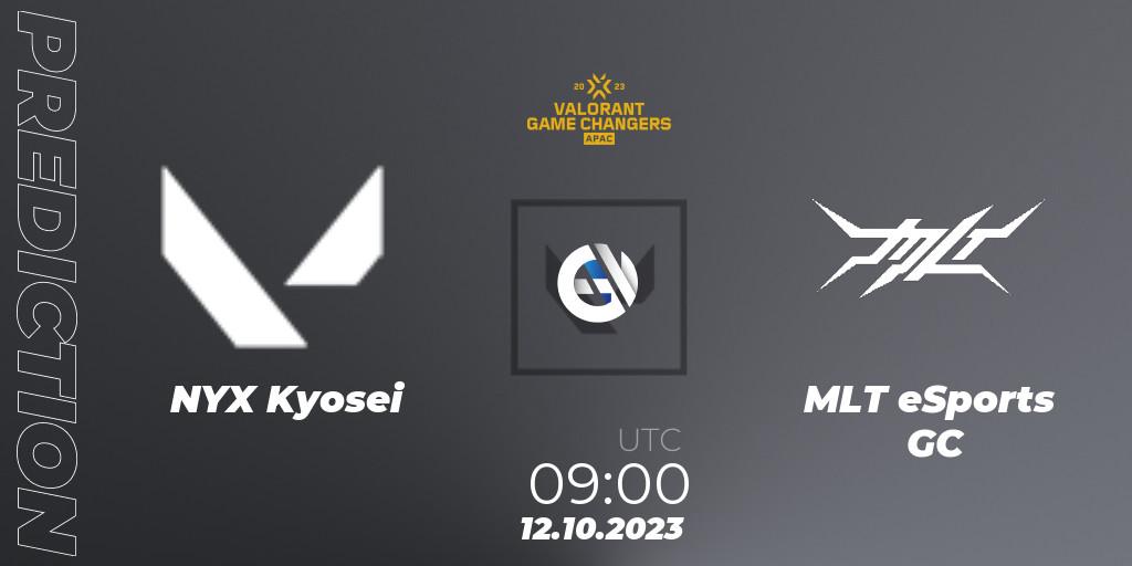 NYX Kyosei - MLT eSports GC: ennuste. 12.10.2023 at 09:00, VALORANT, VCT 2023: Game Changers APAC Elite