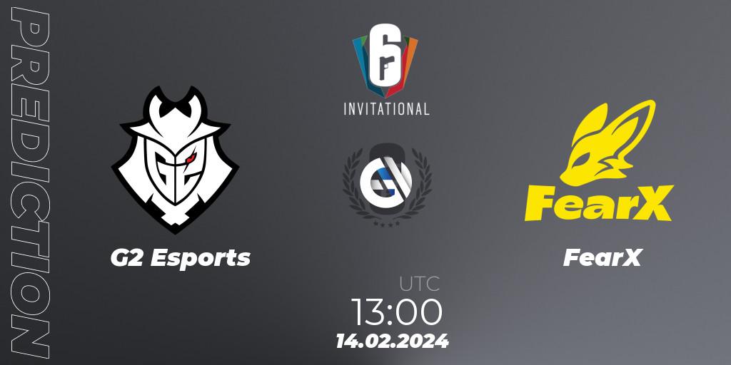 G2 Esports - FearX: ennuste. 14.02.2024 at 13:00, Rainbow Six, Six Invitational 2024 - Group Stage