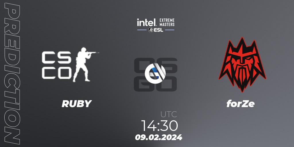 RUBY - forZe: ennuste. 09.02.24, CS2 (CS:GO), Intel Extreme Masters China 2024: European Closed Qualifier