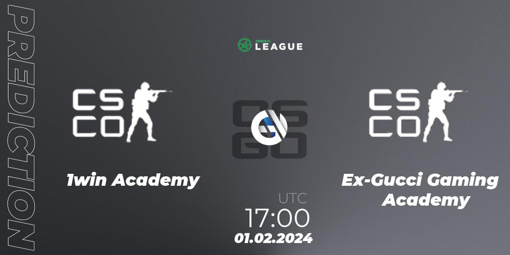 1win Academy - Ex-Gucci Gaming Academy: ennuste. 01.02.2024 at 17:00, Counter-Strike (CS2), ESEA Season 48: Advanced Division - Europe