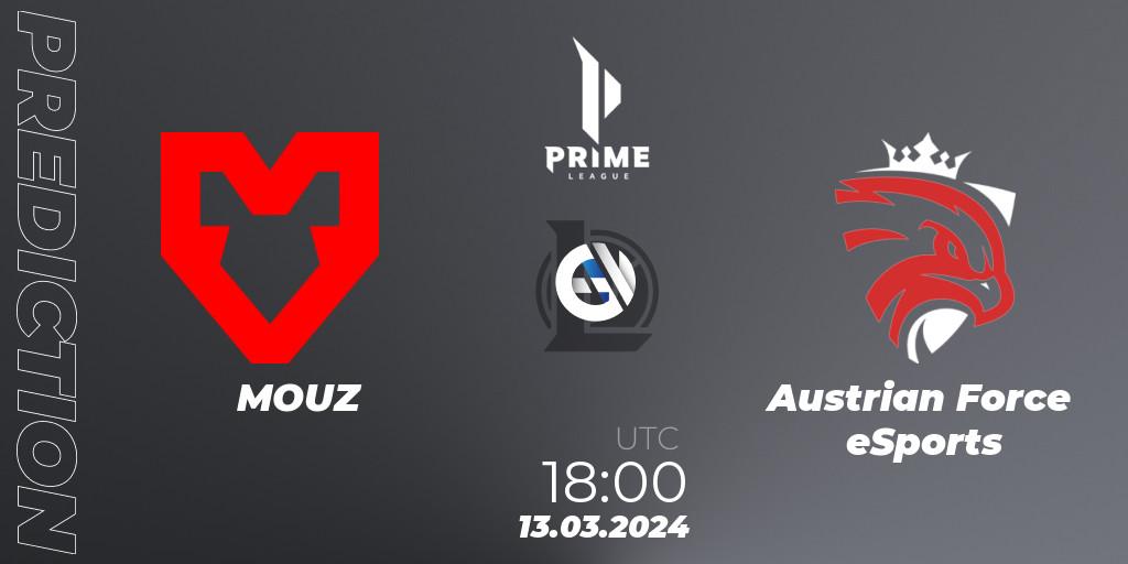 MOUZ - Austrian Force eSports: ennuste. 13.03.24, LoL, Prime League Spring 2024 - Group Stage