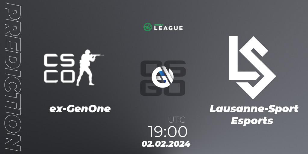ex-GenOne - Lausanne-Sport Esports: ennuste. 02.02.2024 at 19:00, Counter-Strike (CS2), ESEA Season 48: Advanced Division - Europe