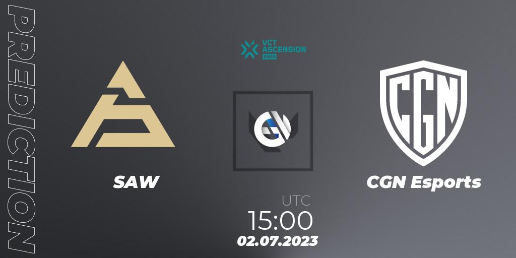 SAW - CGN Esports: ennuste. 02.07.2023 at 15:00, VALORANT, VALORANT Challengers Ascension 2023: EMEA - Group Stage