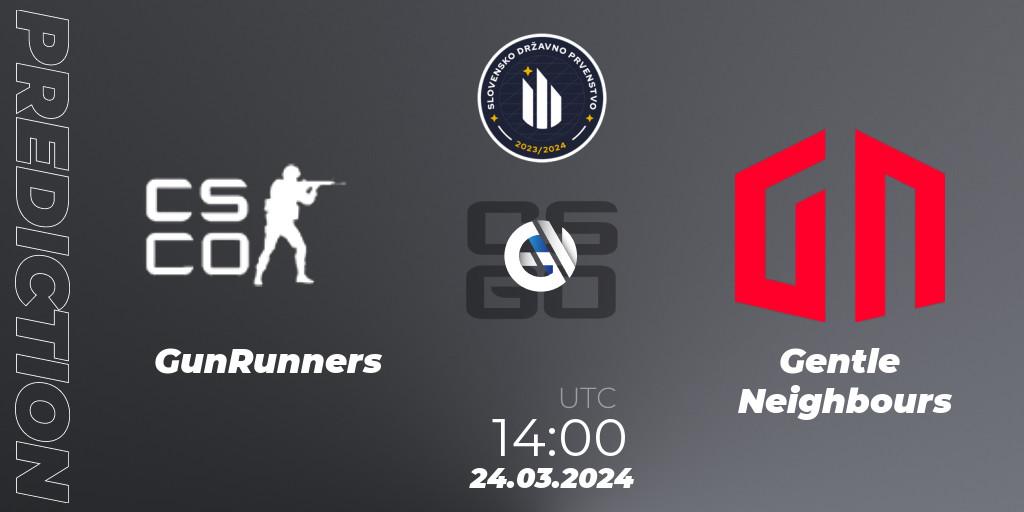 GunRunners - Gentle Neighbours: ennuste. 05.04.2024 at 11:00, Counter-Strike (CS2), Slovenian National Championship 2024