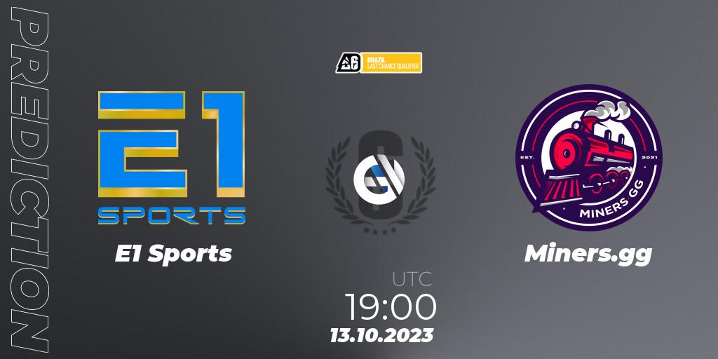 E1 Sports - Miners.gg: ennuste. 13.10.2023 at 18:20, Rainbow Six, Brazil League 2023 - Stage 2 - Last Chance Qualifiers