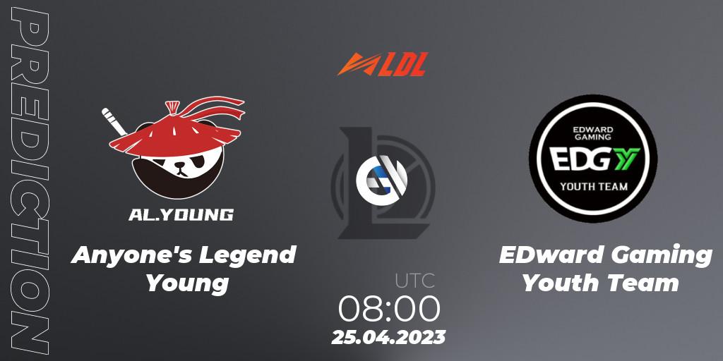 Anyone's Legend Young - EDward Gaming Youth Team: ennuste. 25.04.2023 at 09:00, LoL, LDL 2023 - Regular Season - Stage 2