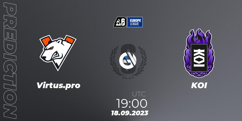 Virtus.pro - KOI: ennuste. 18.09.2023 at 19:00, Rainbow Six, Europe League 2023 - Stage 2