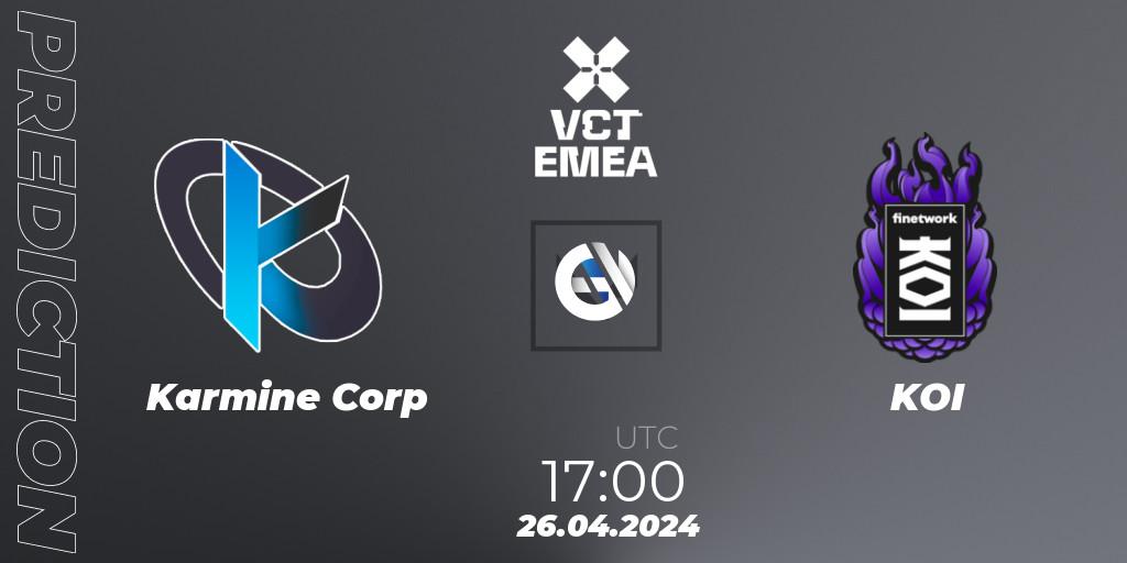 Karmine Corp - KOI: ennuste. 26.04.24, VALORANT, VALORANT Champions Tour 2024: EMEA League - Stage 1 - Group Stage